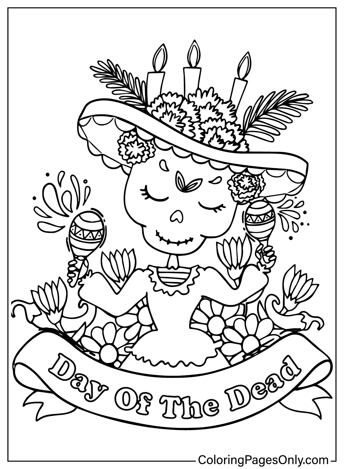 90 Day Of The Dead Coloring Book 39