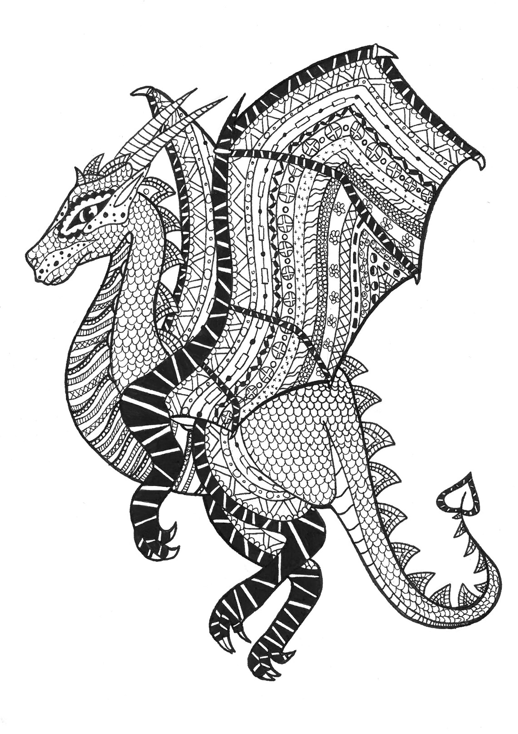 60 Printable Dragon Coloring Books For Adults 19