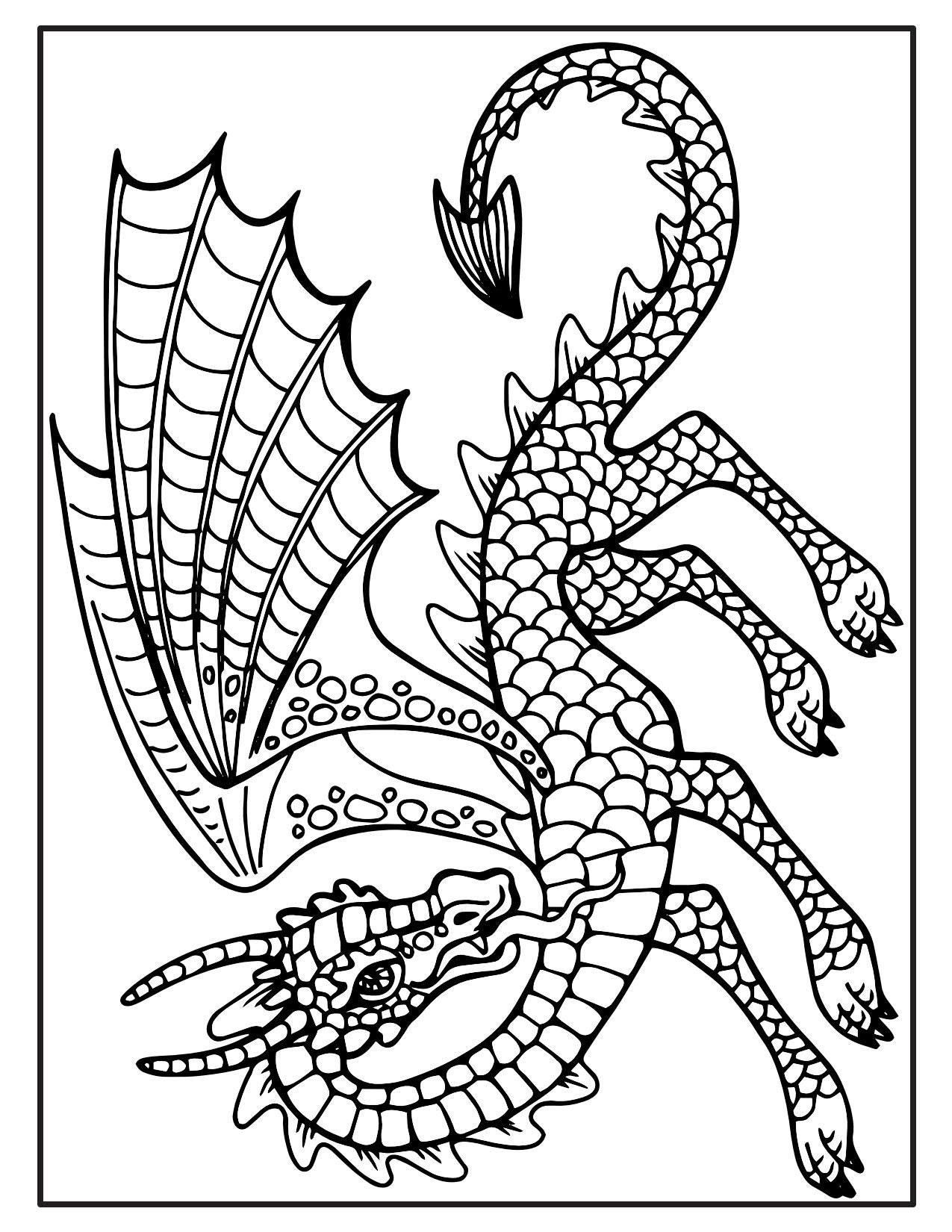 60 Printable Dragon Coloring Books For Adults 36